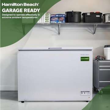 Hamilton Beach HBFRF1006 Chest Freezer-Adjustable Thermostat-Removable Vinyl Coated Wire Basket-Easy Defrost Drain-10 Cubic Feet, 10 cu ft, White (pack of 1)