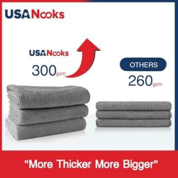 USANOOKS 12 Pack Microfiber Cleaning Cloths