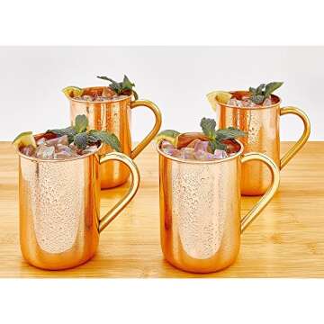 Old Dutch Straight Sided Moscow Mule Mug, 14-Ounce, Set of 4