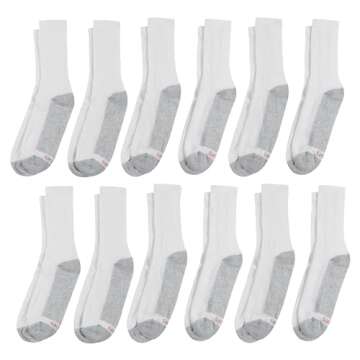 Hanes Men's Double Tough Socks, Crew 12-Pack