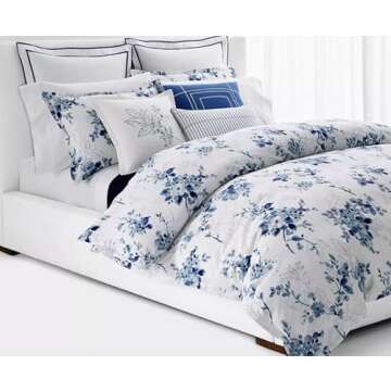 Lauren Ralph Lauren Sandra Blue Floral King 3 pc Comforter Set Shams (King)