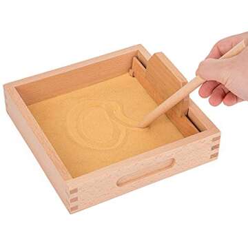 Montessori Letter Formation Sand Tray with Wooden Pen Montessori Educational Toys for Kids Alphabet and Number Learning Toy Writing Exercises Tool