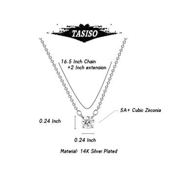 Tasiso Silver Necklaces for Women, Dainty Diamond Necklace 14k Silver Plated Prom Necklace Simple CZ Choker Necklaces for Women Trendy Everyday Jewelry Gifts