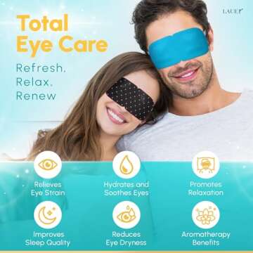 Heated Eye Steam Mask Dry Eyes Self Warm Compress Dark Circles Puffiness Treatment Warming Eye Mask for Relaxation & Moist Heat Therapy Fatigue, Stress, and Migraine 12 Pack 6 Aromas Home Spa Eye Pad