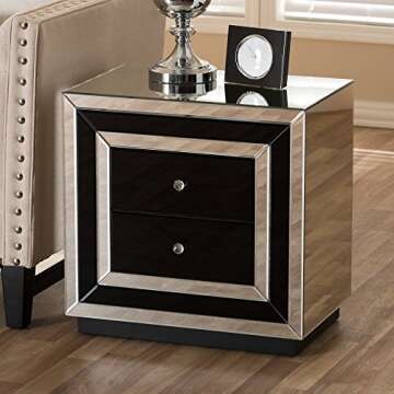 Baxton Studio Cecilia Hollywood Regency Glamour Style Mirrored 2-Drawer End Table