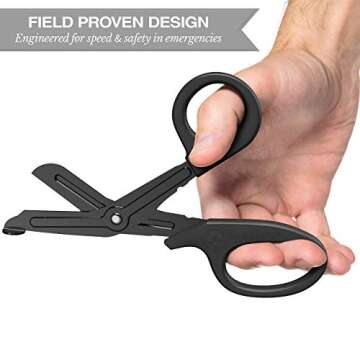 Swiss Safe EMT Trauma Shears, Heavy Duty Bandage Scissors, Military-Grade, for Emergency Trauma Kits, Black, 7.5 inch