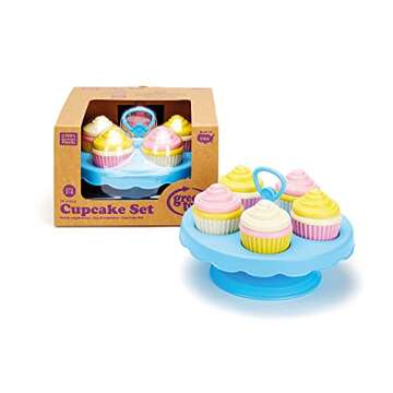 Green Toys Cupcake Set - 16 Piece Pretend Play, Motor Skills, Language & Communication Kids Role Play Toy. No BPA, phthalates, PVC. Dishwasher Safe, Recycled Plastic, Made in USA.