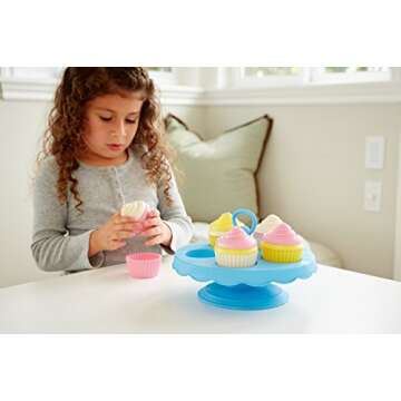 Green Toys Cupcake Set - 16 Piece Pretend Play, Motor Skills, Language & Communication Kids Role Play Toy. No BPA, phthalates, PVC. Dishwasher Safe, Recycled Plastic, Made in USA.