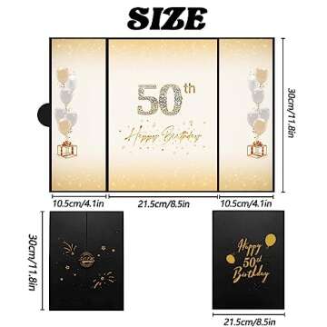 Crenics 50th Birthday Decorations Black and Gold, Creative 50th Birthday Guest Book Alternative, 50th Birthday Signature Book Poster 18 x 12 inch, Great 50th Birthday Gifts for Men Women