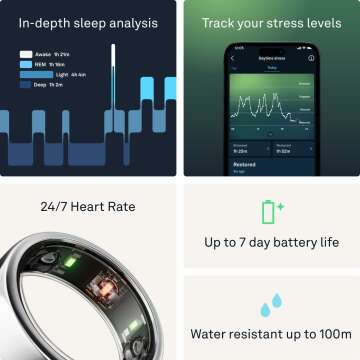 Oura Ring Gen3 Horizon - Silver - Size 6 - Smart Ring - Size First with Oura Sizing Kit - Sleep Tracking Wearable - Heart Rate - Fitness Tracker - 5-7 Days Battery Life