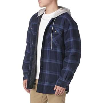 Wrangler Men's Flannel Jacket with Hood - Total Eclipse