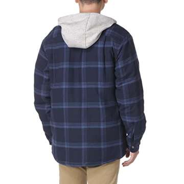 Wrangler Men's Flannel Jacket with Hood - Total Eclipse