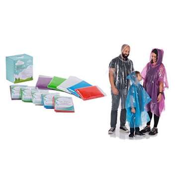 Clear Harbour Emergency Disposable Poncho Family Pack | Thick Reusable .03mm PE Plastic Rain Ponchos for Women, Men, and Children | Rain Poncho Family Pack for Theme Parks