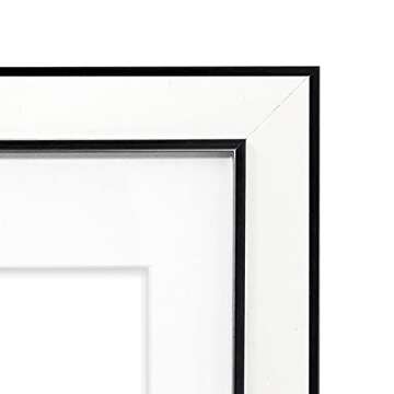 Isaac Jacobs 11x14 (Matted 8x10) White w/Black (Vertical & Horizontal) Double Border Picture Frame, Wall-Mountable, Made for Photo Gallery and Wall Art, Home or Office (11x14, White W/Black)