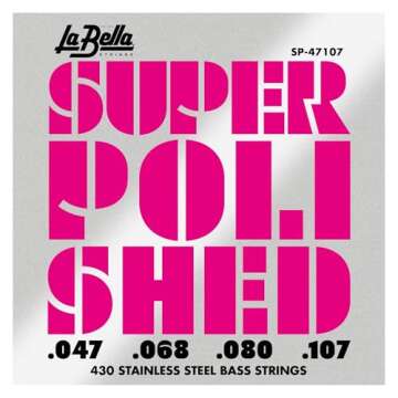 La Bella SP-47107 Super Polished Stainless Steel Bass Strings - Superior Sound and Durability