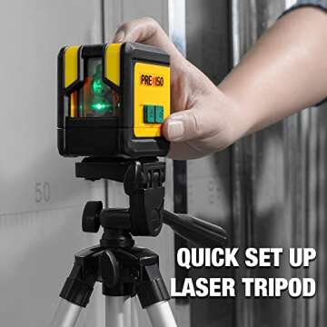 PREXISO Laser Level with Tripod, 100Ft Dual Modules Self Leveling Cross Line Laser Level, Green Line leveler Tool for Floor Tile, Home Renovation, Construction with 26in Tripod, 2 AA Batteries