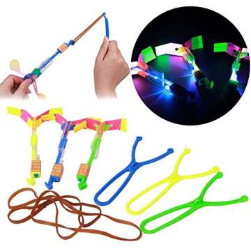 10 PCS Amazing Led Light Arrow Flying Toy Party Fun Gift Elastic, Flying Arrow Outdoor Flashing Children's Toys Birthdays Thanksgiving Christmas Day Gift Outdoor Game for Children Kids