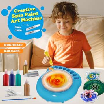 Arts and Crafts for Kids Ages 4-8,Paint Spin Art Machine Kit,Art Craft Set for 6-9 Year Old,Cool Painting Spinner Toys Kits Set,Art Supplies Birthday Gifts for Boy Girl Ages 6 7 8 9 10 11 12 Blue