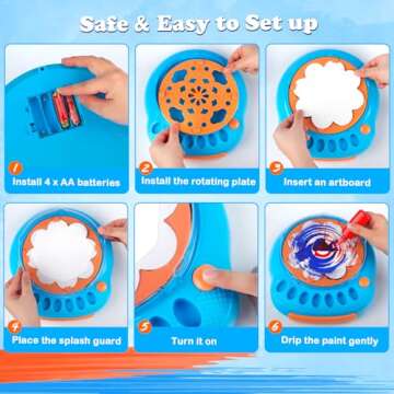 Arts and Crafts for Kids Ages 4-8,Paint Spin Art Machine Kit,Art Craft Set for 6-9 Year Old,Cool Painting Spinner Toys Kits Set,Art Supplies Birthday Gifts for Boy Girl Ages 6 7 8 9 10 11 12 Blue