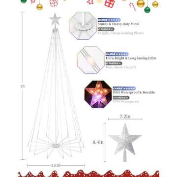 7 FT Smart Cone LED Christmas Tree with APP Control