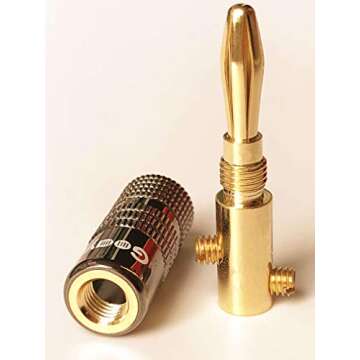 Goaycer Banana Plugs for Speaker Wire - 24K Gold Plated Connectors (6 Pairs)