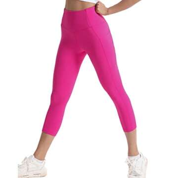 Kcutteyg Yoga Pants for Women with Pockets High Waisted Leggings Workout Sports Running Athletic Pants (Capri Hot Pink, X-Small)