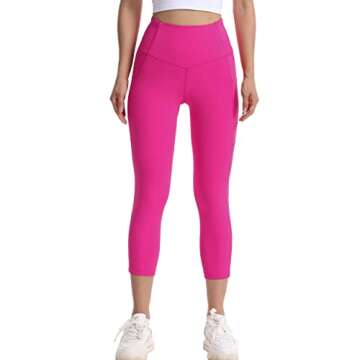 Kcutteyg Yoga Pants for Women with Pockets High Waisted Leggings Workout Sports Running Athletic Pants (Capri Hot Pink, X-Small)