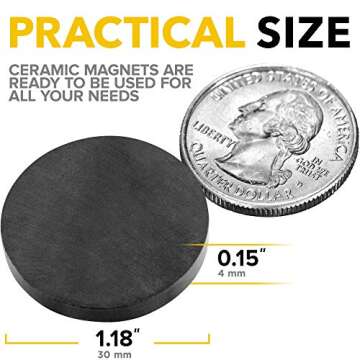 Heavy Duty Magnets for Crafts - Ultra Strong Round Magnets for DIY, Home Space Organization & Decoration - Perfect Size for Whiteboard & Fridge (70 pcs, 1.2x0.15)