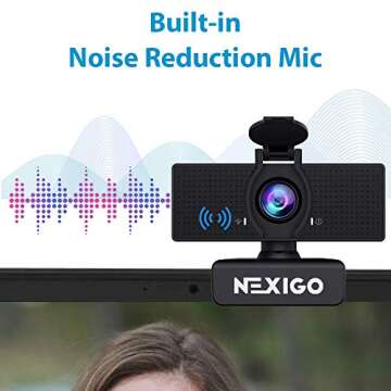 NexiGo N60 1080P Webcam with Microphone, Adjustable FOV, Zoom, Software Control & Privacy Cover, USB HD Computer Web Camera, Plug and Play, for Zoom/Skype/Teams, Conferencing and Video Calling