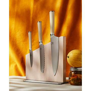 Stylish MATERIAL Knife Trio with Stand