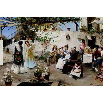 WONDERFULITEMS A Dance for The Priest 1890 Spanish Flamenco Dancers Spain Painting by Juan Garcia Ramos 16" X 24" Image Size ON Canvas REPRO