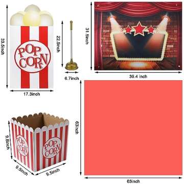 Thyle 13 Pcs Halloween Trunk or Treat Car Decorations Fun Red Carpet and Popcorn Theme Car Archway Garage Decoration with Adhesive Halloween Decorations for Cars Outdoor Parties Home Window Wall House