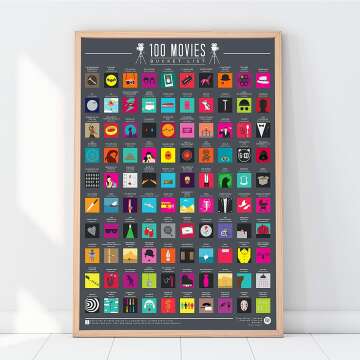 100 Movies Bucket List Poster - Movie Lovers Essential