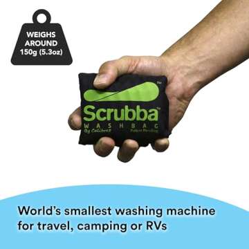 Scrubba Wash Bag Portable Washing Machine - Lightweight Manual Washing Machine for Travel, Camping, Laundry, Baby Clothes - Travel Essentials, Gift - use with Laundry Detergent/Sheets - 5.3 oz.