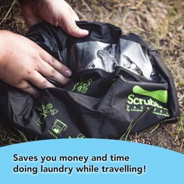 Scrubba Wash Bag Portable Washing Machine - Lightweight Manual Washing Machine for Travel, Camping, Laundry, Baby Clothes - Travel Essentials, Gift - use with Laundry Detergent/Sheets - 5.3 oz.