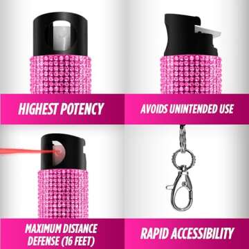 Guard Dog Security Bling it On Pepper Spray Keychain with Safety Twist Top Mini and Easy Carry Lightweight and Fashionable Maximum Police Strength OC Spray 16 Feet Range 0.5 fl oz