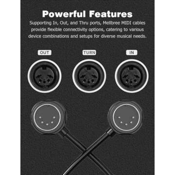 MIDI Cable, 5-Pack 2FT 5-pin DIN 45-Degree Mirrored Angled Plug Ultra-Thin Plugs for Compact Spaces Compatible with Keyboards, Synthesizers, Controllers, via Standard 5-pin DIN MIDI in/Out/Thru Ports