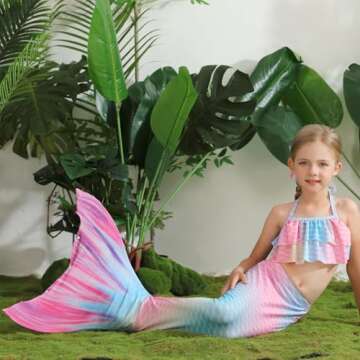 Mermaid Tails Swimming Girls Suit Set for Ages 3-12