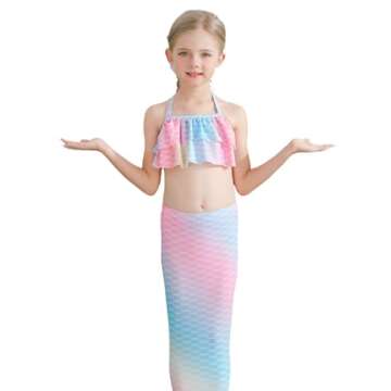 Mermaid Tails Swimming Girls Suit Set for Ages 3-12