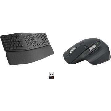 Logitech Ergo K860 Wireless Ergonomic Keyboard - Split Keyboard, Wrist Rest, Natural Typing, Stain-Resistant Fabric & MX Master 3S - Wireless Performance Mouse with Ultra-Fast Scrolling, Ergo, 8K DPI