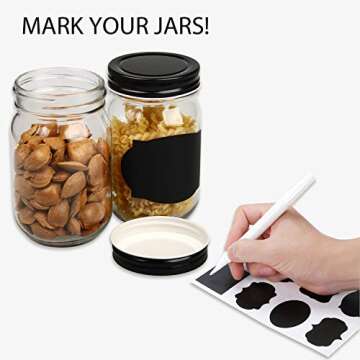 QAPPDA Mason Jars,Glass Jars With Lids 12 oz,Canning Jars For Pickles And Kitchen Storage,Wide Mouth Spice Jars With Black Lids For Honey,Caviar,Herb,Jelly,Jams,Set of 20