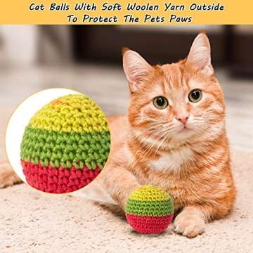 Retro Shaw Cat Toys Balls, Woolen Yarn Cat Ball Toy with Bell Inside, Cat Toys for Indoor Cats, Interactive Cat Chew Toys for Kitty Kitten, 6 Pack