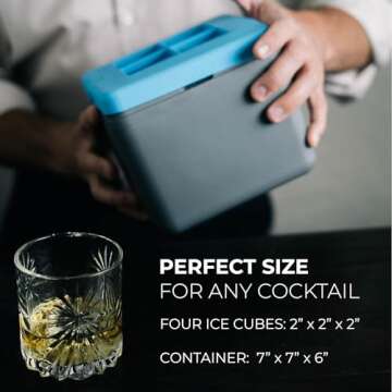 True Cubes Crystal Clear Ice Cube Maker, 4 Large 2"x2"x2" Ice Cubes for Cocktails and Drinks, Silicone Mold for Pure, Bartender-Quality Ice - Great for Hosting and Entertaining, Whiskey Gifts for Men