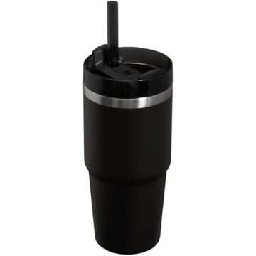 Stanley Quencher H2.0 Tumbler with Straw 14 oz | Twist On 3-Way Lid | Cupholder Compatible for Travel | Insulated Stainless Steel Cup | BPA-Free | Black 2.0