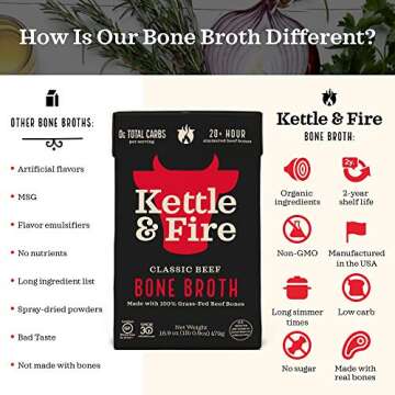 Kettle and Fire Beef Bone Broth 4 Pack - Keto & Paleo