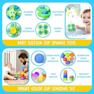 Montessori Toys for Babies 0-3-6-12 Months, 6 in 1 Baby Toys 4 5 6 7 8 9 Month Old, Baby Blocks Stacking Toys, Infant Baby Sensory Development Learning Toys Gifts for 1 2 3 Year Old Boys Girls