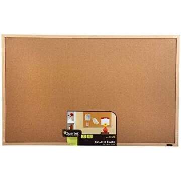 Quartet Cork Board Bulletin Board, 23" x 35" Framed Corkboard, Oak Frame, Decorative Hanging Pin Board, Perfect for Office & Home Decor, Home School Message Board or Vision Board (35-380352)