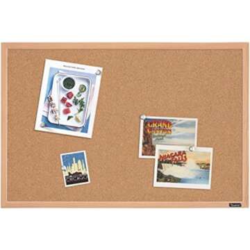 Quartet Cork Board Bulletin Board, 23" x 35" Framed Corkboard, Oak Frame, Decorative Hanging Pin Board, Perfect for Office & Home Decor, Home School Message Board or Vision Board (35-380352)