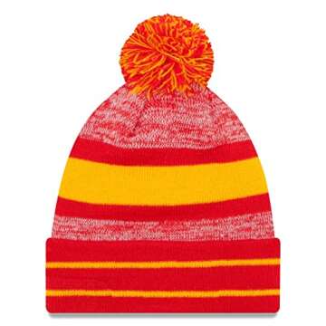 New Era Unisex-Adult NFL Official Sport Knit Classic Cuffed Knit Pom Beanie Hat (Kansas City Chiefs)