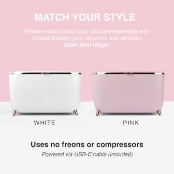 Cooluli Glam 9L Mini Skincare Fridge - Pink Mini Fridge for Skin Care Accessories, Makeup, Cosmetics and Facial Masks Storage - Ideal Birthday and Christmas Gift for Women and Teen Girls